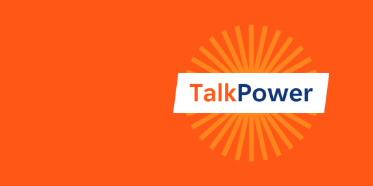 talk power text on edf background